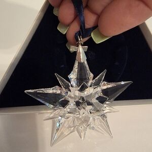 Swarovski Crystal Star Ornament with Blue Ribbon 2001